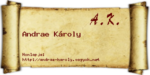 Andrae Károly névjegykártya
