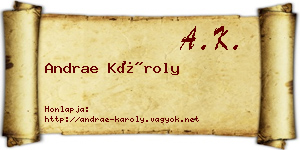 Andrae Károly névjegykártya